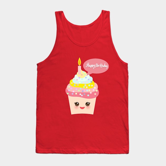 Happy Birthday Cupcake Tank Top by EkaterinaP